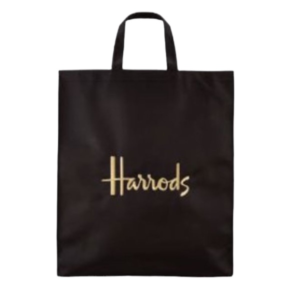 Harrods Bags Harrods Shopper Bag Black Large Gold Satin Embroidered Tote Baglogo Shopping